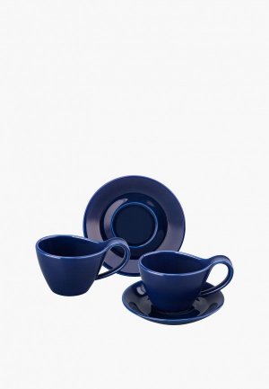 Набор чайных пар Elan Gallery 4 предмета 150 мл Колоранс. Цвет: синий