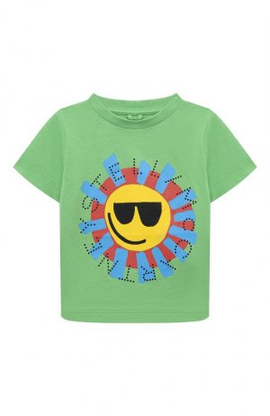 Хлопковая футболка Stella McCartney. Цвет: зелёный