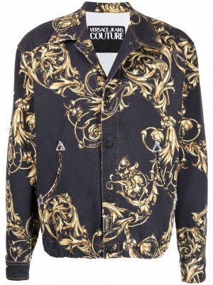 Куртка-рубашка с узором Baroque Versace Jeans Couture. Цвет: черный