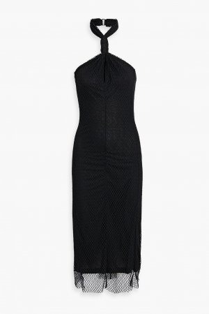 Платье миди с вырезом халтер и перекрученной сеткой HELMUT LANG, черный Lang