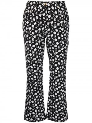 Расклешенные джинсы с цветочным принтом Boutique Moschino. Цвет: черный