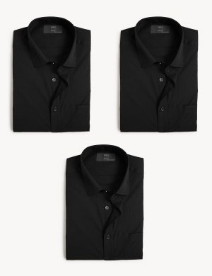 3 шт. рубашки стандартного кроя с короткими рукавами , черный Marks & Spencer