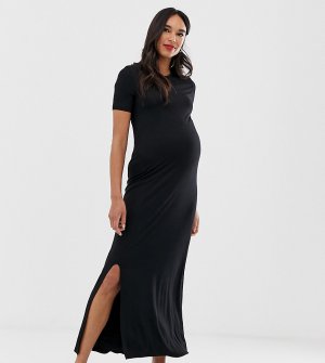 Черное платье-футболка макси -Черный New Look Maternity