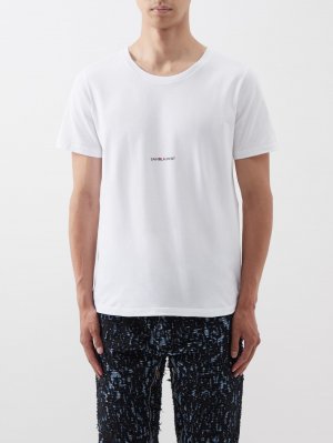 Хлопковая футболка с логотипом , белый Saint Laurent