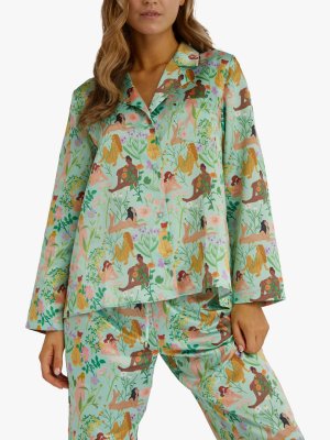 Атласный пижамный топ Bodil Jane телесного цвета и цветов с длинными рукавами, смешанный принт Playful Promises