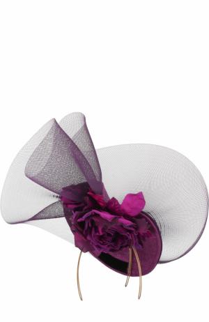 Соломенная шляпа с декором в виде цветка и сеточкой Philip Treacy. Цвет: фиолетовый