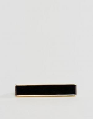 Черно-золотистый зажим для галстука ASOS. Цвет: золотой