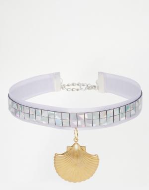 Ожерелье-чокер с ракушкой Suzywan DELUXE. Цвет: фиолетовый