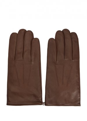Коричневые мужские кожаные перчатки AGNELLE