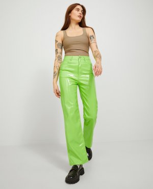 Женские брюки прямого кроя с эффектом кожи , зеленый Jack & Jones. Цвет: зеленый