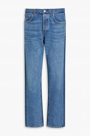 Зауженные джинсы из денима с бахромой FRAME, синий Frame