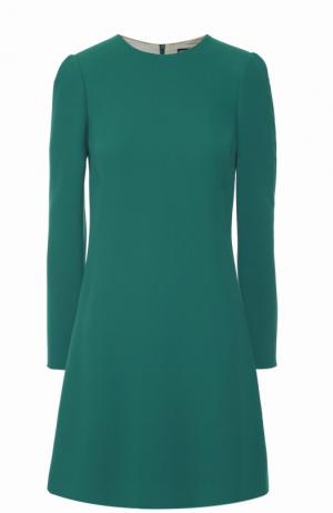 Приталенное платье с длинным рукавом и круглым вырезом Dolce & Gabbana. Цвет: темно-зеленый