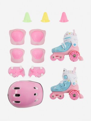 Набор детский: роликовые коньки, шлем, комплект защиты , Розовый Street Runner. Цвет: розовый