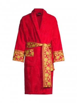 Хлопковый банный халат с логотипом , красный Versace