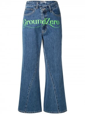 Укороченные джинсы с завышенной талией Ground Zero. Цвет: синий