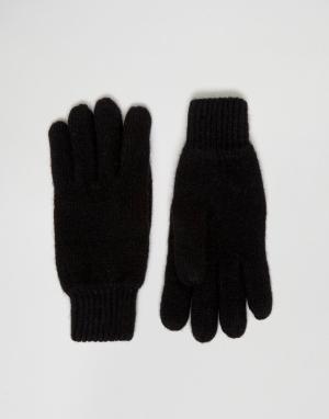 Шерстяные перчатки Selected Homme. Цвет: черный