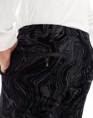Черные костюмные брюки из флока angelou Twisted Tailor. Цвет: черный
