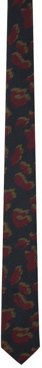 Темно-сине-бордовый галстук с леопардовым принтом Dries Van Noten