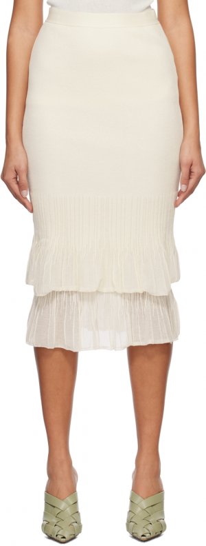 Кремового цвета Легкая юбка-миди Bottega Veneta