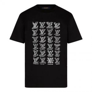 Футболка Men's Logo Printing Round Neck Short Sleeve Black, черный Louis Vuitton