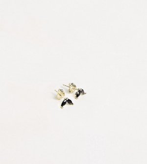 Золотистые серьги-гвоздики со стразами из стерлингового серебра -Золотистый Kingsley Ryan