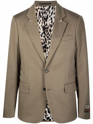 Однобортный пиджак строгого кроя Roberto Cavalli. Цвет: зеленый