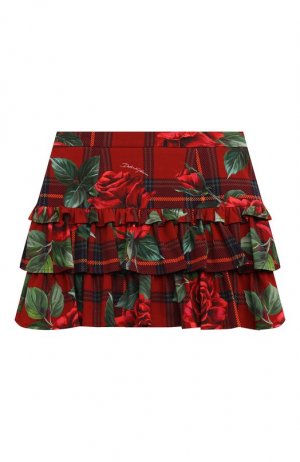 Хлопковая юбка Dolce & Gabbana. Цвет: красный