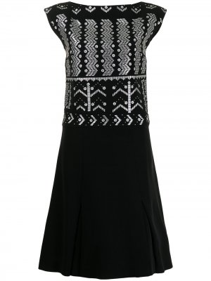 Декорированное платье pre-owned с вырезом-лодочкой Louis Vuitton. Цвет: черный