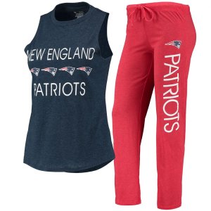 Женский спортивный комплект Concepts Sport красный/темно-синий New England Patriots Muscle Майка и брюки для сна Unbranded