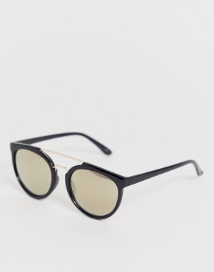 Солнцезащитные очки-авиаторы с зеркальными стеклами Monki. Цвет: черный