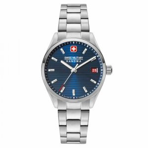 Наручные часы Land, серебряный, синий Swiss Military Hanowa. Цвет: серебристый/синий