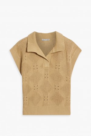 Хлопковый свитер-поло вязки пуантелле , песок Cotton By Autumn Cashmere