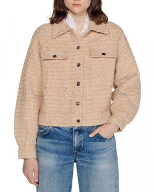 Текстурированное пальто в стиле верхней рубашки , цвет Tan/Beige Sandro