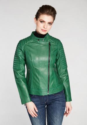 Куртка кожаная Mondial. Цвет: зеленый