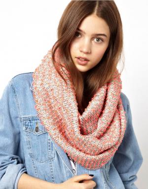 Фактурный шарф-снуд неоновой расцветки ASOS. Цвет: серо-коричневый