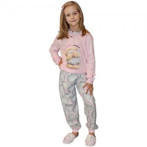 Пижама для девочек Giotto. Цвет: серый/розовый