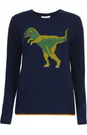 Кашемировый пуловер с контрастным принтом Coach. Цвет: темно-синий