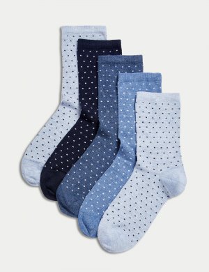 5 пар бесшовных носков до щиколотки , синий микс Marks & Spencer