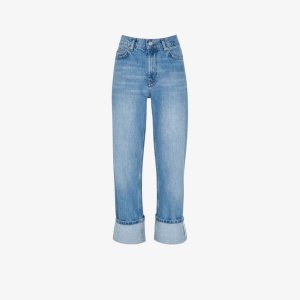 Прямые джинсы Alba из органического денима стандартного кроя с завышенной талией и загнутым краем , синий Whistles