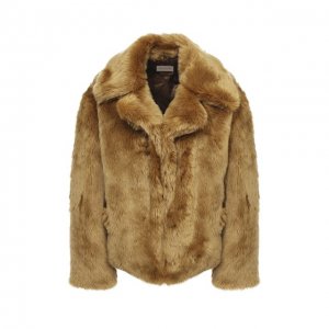 Шуба из экомеха Dries Van Noten. Цвет: бежевый