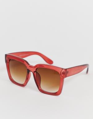 Красные солнцезащитные очки oversize в стиле 70-х New Look. Цвет: красный