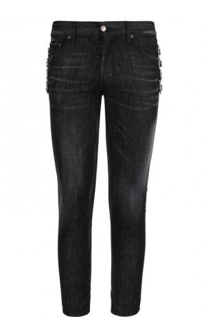 Зауженные джинсы с декоративными пряжками Dsquared2. Цвет: черный