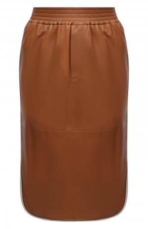 Кожаная юбка Brunello Cucinelli. Цвет: коричневый