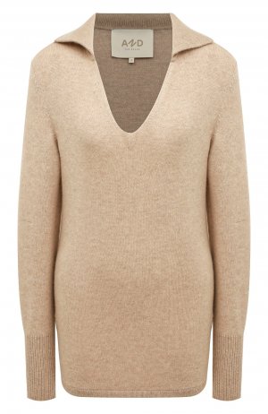 Кашемировый пуловер-поло AND the brand. Цвет: бежевый
