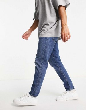 Узкие хлопковые зауженные джинсы среднего синего цвета Homme - MBLUE Selected