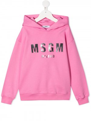 Худи с длинными рукавами и логотипом MSGM Kids. Цвет: розовый