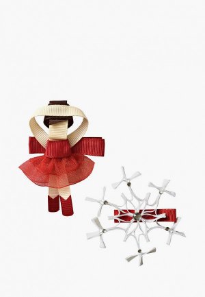 Заколки 2 шт. Milledeux Балерина и снежинка, коллекция Fairytale Christmas, скарлет. Цвет: красный