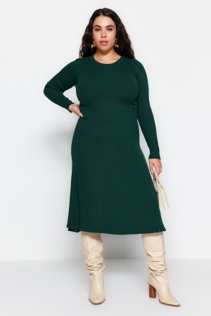 Платье больших размеров - Зеленый А-силуэт , Trendyol
