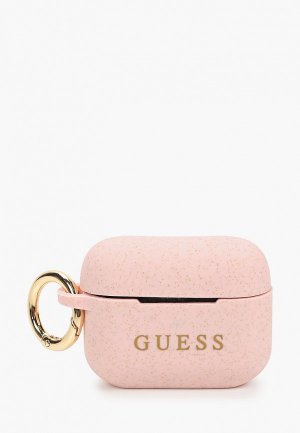 Чехол для наушников Guess Airpods Pro, Silicone case with ring Glitter/Light pink. Цвет: розовый