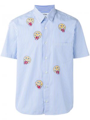 Полосатая рубашка с принтом смайликов Jimi Roos. Цвет: синий